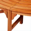 A close-up view of the wooden structure of a circular bench. Produktbild-Vorschau