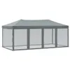 A gray party tent with mesh walls is shown against a white background. Náhled obrázku produktu