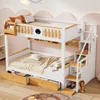 MODFU Etagenbett Kinderbett 90x200cm mit Treppe, Tafel, Produktbild-Vorschau 3