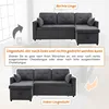 Two views of a gray sectional sofa, one labeled 'Rechte Liege' and the other 'linker Liegestuhl', with text explaining its reversible chaise. Podgląd zdjęcia produktu