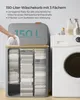 A laundry basket with three compartments next to a washing machine, with a hand holding a mesh bag. Náhled obrázku produktu