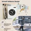 A collage of images showing a foldable drying rack, a washing machine, and a person carrying the drying rack. Podgląd zdjęcia produktu