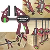 Collage of Piher mini quick clamps being used in woodworking applications. Náhled obrázku produktu