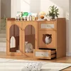 Merax Katzenschrank Kommode mit Katzenbett, Katzennäpfe, Produktbild-Vorschau 3