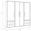 Šatníková skriňa - 206 x 200 cm - 4 dvere - 4 zásuvky - Náhľad obrázku produktu 6