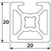 Länge 1070mm - Design-Aluminiumprofil 20x20L 3 Nuten Produktbild-Vorschau 2