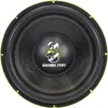 A close-up, front-facing view of a Ground Zero subwoofer. Voir les images du produit