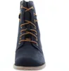 A close-up front view of a blue lace-up boot. Podgląd zdjęcia produktu