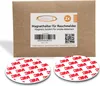 A product package with two magnetic holders for smoke detectors displayed in front of it. Produktbild-Vorschau