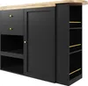 A 3D rendering of a black kitchen island with a wooden countertop. Anteprima dell’immagine prodotto