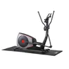 An elliptical exercise machine on a black mat against a white background. Voir les images du produit