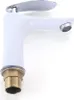A white faucet with a silver handle and a brass base is shown against a white background. Náhled obrázku produktu
