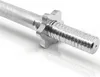 A close-up of a chrome-plated dumbbell bar with a star lock collar. The bar has a knurled grip and a threaded end for weights. Produktbild-Vorschau