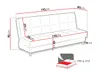 A diagram showing the dimensions of a sofa, with an inset showing the dimensions of the bed when converted. Náhľad obrázku produktu