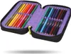 An open pencil case filled with colored pencils, lying on a white surface. Podgląd zdjęcia produktu