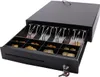 A black cash drawer with money and coins inside, shown from a slightly elevated angle. Anteprima dell’immagine prodotto