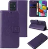 A collage of images showing a purple floral butterfly flip phone case for a Samsung Galaxy A51. Produktbild-Vorschau