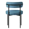 A blue upholstered chair with black metal legs is shown from the back against a white background. Podgląd zdjęcia produktu