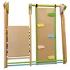 A wooden Montessori playset with a climbing wall and a chalkboard. Produktbild-Vorschau