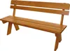 A wooden park bench with a backrest, presented against a white background. Produktbild-Vorschau