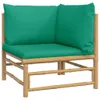 vidaXL 6-tlg. Garten-Lounge-Set mit Grünen Kissen Bambus Produktbild-Vorschau 4
