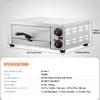 A product shot of a countertop pizza oven with dimensions and specifications displayed. Produktbild-Vorschau
