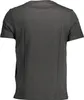 A plain black t-shirt shown from the back. Produktbild-Vorschau