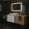 RODAN | Waschbeckenunterschrank - Braun und Weiß - 160 cm - Produktbild-Vorschau 2