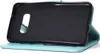 A turquoise flip case for a smartphone, shown open with the phone holder visible. Produktbild-Vorschau