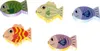 Five colorful wooden fish toys arranged in two rows on a white background. Náhled obrázku produktu