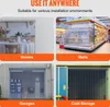 Collage of four images showing different installation environments for plastic strip curtains: a kitchen, a supermarket aisle, a garage, and a cold storage facility. Anteprima dell’immagine prodotto