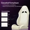 A white foam seat cushion is shown with text and graphics detailing its features and material properties. Produktbild-Vorschau