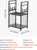 A product shot of a black metal firewood rack with dimensions and specifications listed. Podgląd zdjęcia produktu