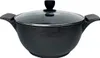 A black cooking pot with a glass lid and black handles, shown from a front-side angle on a white background. Produktbild-Vorschau