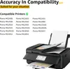 A printer is shown with a list of compatible printer models. Produktbild-Vorschau