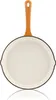 A top-down view of an orange-handled cast iron frying pan with a cream-colored interior, set against a white background. Produktbild-Vorschau