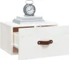 A white wooden nightstand with an open drawer, a stack of books, and an alarm clock on top. Náhľad obrázku produktu