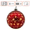 Skleněná vánoční cetka červená k zavěšení s 10 LED diodami Náhled obrázku produktu 3