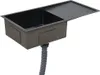 A black stainless steel kitchen sink with a drain pipe attached. Náhľad obrázku produktu