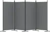 A four-panel gray room divider or screen is shown from the front against a white background. Voir les images du produit