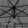 Close-up view of the internal structure of a gray umbrella, showing the metal ribs and fabric. Produktbild-Vorschau