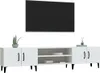 A white TV stand with a black television mounted above it, against a white background. Náhľad obrázku produktu