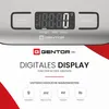 A close-up of a digital kitchen scale's display and control panel, with marketing text below. Produktbild-Vorschau