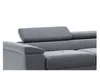 A close-up view of a gray sofa's armrest and adjustable headrest. Produktbild-Vorschau