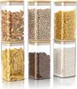 Six clear glass storage containers with bamboo lids, filled with different food items, arranged in two rows of three. Produktbild-Vorschau