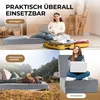 Collage of a foldable mattress used as a guest bed, for camping, and as a seat cushion. Produktbild-Vorschau