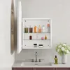 A bathroom vanity with a sink, faucet, and a medicine cabinet filled with toiletries. Náhled obrázku produktu