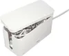 A white cable management box filled with cables, with its lid slightly ajar. Anteprima dell’immagine prodotto