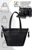 A collage of product images and marketing text for a black leather diaper bag. Produktbild-Vorschau