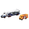 Two toy vehicles, a truck carrying a rocket and a delivery van, are shown against a white background. Produktbild-Vorschau